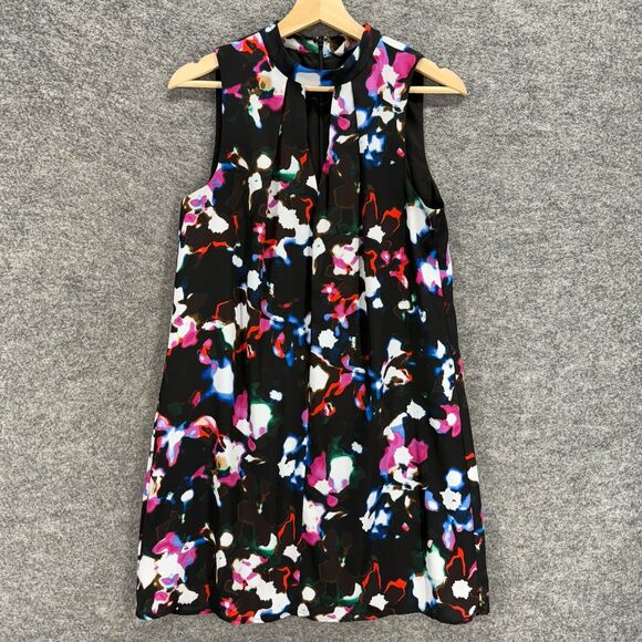 1 State Dress Women S Small Black Floral Shift Short Zipper Lined Sleeveless - Picture 1 of 7